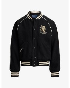 Polo Ralph Lauren Bullion-Patch Wool-Blend Bomber Jacket - Black