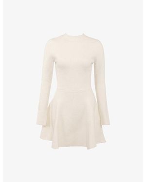 House Of Cb Bonnie High-Neck Merino-Wool Skater Mini Dress - Natural