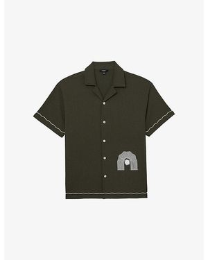 Reiss Solano Contrast-Trim Woven Shirt - Green