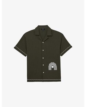 Reiss Solano Contrast-Trim Woven Shirt - Green