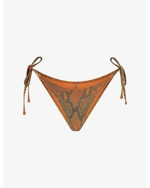 Skims Signature Swim Dipped Tie Bikini Bottoms - Brown