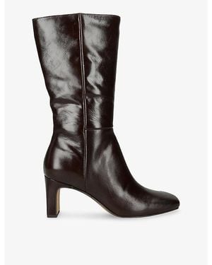 Dolce Vita Riggs Patent-Leather Heeled Mid-Calf Boots - Black