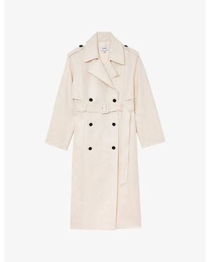 Reiss Charli Double-Breasted Woven Trench Coat - Natural