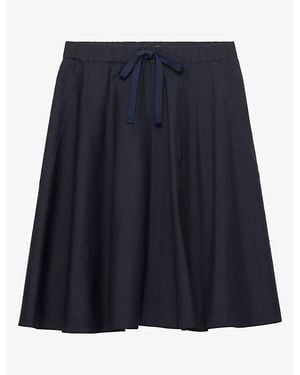 Prada Gathered Light Mohair Wool Midi Skirt - Blue