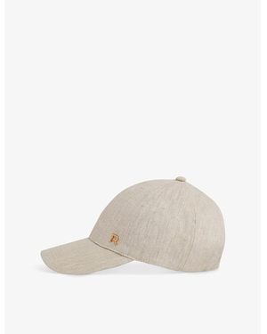 Reiss Lily Logo-Badge Linen Baseball Cap - Natural