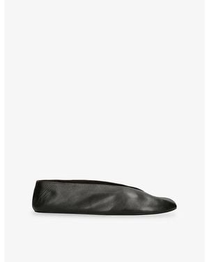 The Row Fay Flat Two Leather Ballet Flats - Black