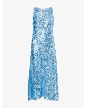 ‎Dima Ayad Racer Cut Sequin Maxi Dress - Blue