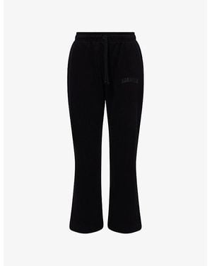 ADANOLA Varsity Straight-Leg Cotton-Blend Jogging Bottoms - Black