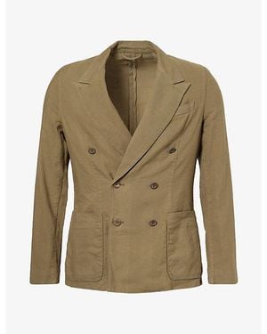 Paul Smith Double-Breasted Peak-Lapel Cotton And Linen-Blend Blazer - Green