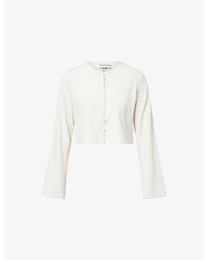 The Couture Club Button-Through Ribbed Cotton-Jersey Top - White