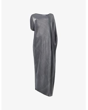 eem Asymmetric Plisse Woven Kaftan - Gray