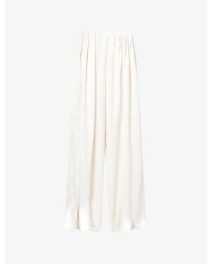 The Couture Club Wide-Leg Elasticated-Waist Satin Trousers - White