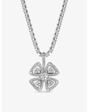 BVLGARI Fiorever 18Ct- And 5.96Ct Brilliant-Cut Diamond Necklace - White