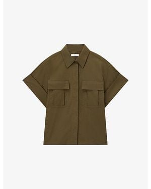 JOSEPH Justo Flap-Pocket Cotton-Poplin Shirt - Green