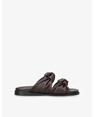 Dear Frances Tye Leather Slides - Black