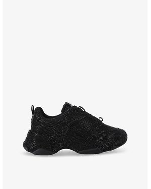 KG by Kurt Geiger Luster Crystal-Embellished Woven Low-Top Trainers - Black