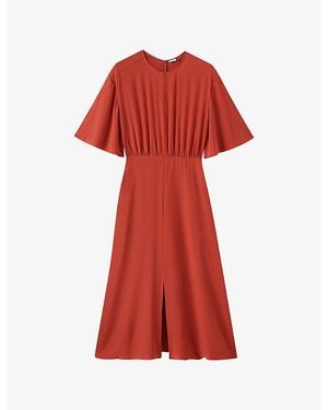 JOSEPH Silsila Round-Neck Silk Midi Dress - Red