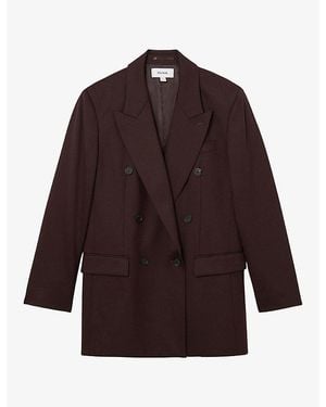Reiss Leisel Double-Breasted Wool-Blend Blazer - Purple
