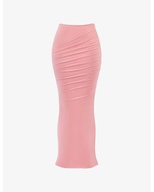 House Of Cb Cassidy Fluted-Hem Mesh Maxi Skirt - Pink