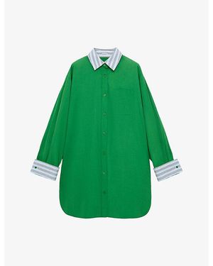 Loewe Logo-Embroidered Cotton Shirt Dress - Green