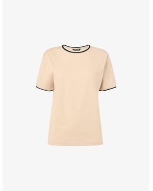 Whistles Contrast-Piping Regular-Fit Cotton-Jersey T-Shirt - Natural
