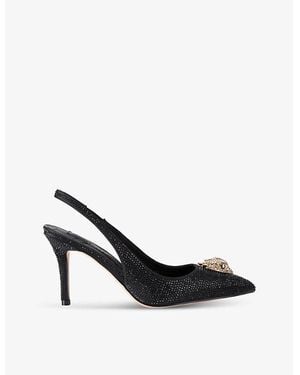 Kurt Geiger Belgravia Rhinestone-Embellished Satin Slingback Courts - Black