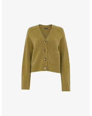 Whistles Pocket Relaxed-Fit Wool-Blend Knitted Cardigan - Green