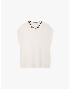The White Company Embroidered-Stitch Sleeveless Knitted Top - White