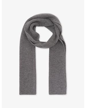 Reiss Chesterfield Ribbed Merino-Wool Scarf - Grey
