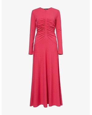 ME+EM Textured Ruched Woven Maxi Dress