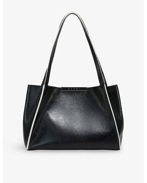 Marni Cresta Leather Tote Bag - Black