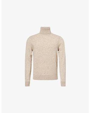 dunhill Roll-Neck Long-Sleeve Cashmere Blend Jumper - Natural