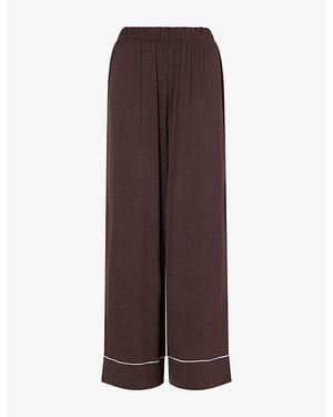 Lounge Underwear Elasticated-Waist Stretch-Woven Pyjama Bottoms - Brown
