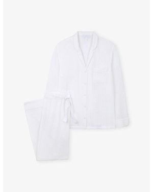 The White Company Relaxed-Fit Stitched-Trim Cotton Pyjamas - White