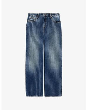 The Kooples Striped Straight-Leg Mid-Rise Denim Jeans - Blue