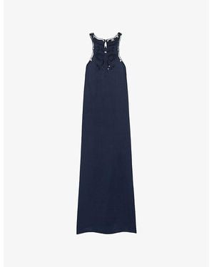 Reiss Twist Neck Cut Out Midi Dress in Natural | Lyst UK