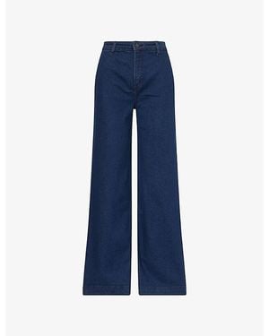 Reformation Bex High-Rise Wide-Leg Stretch-Denim Jeans - Blue