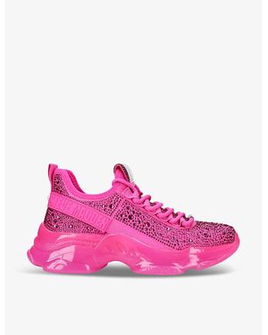 Steve Madden Mistica Rhinestone-Embellished Woven Low-Top Trainers - Pink