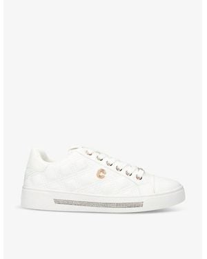 Carvela Kurt Geiger Diamond Quilt Faux-Leather Low-Top Sneakers - Natural