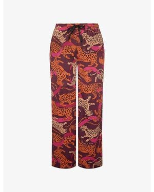 Savage x Fenty Satin Ever After Printed Satin Pyjama Trousers - Red