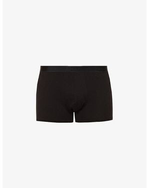 Derek Rose Jack Branded-Waistband Stretch-Cotton Trunks - Black