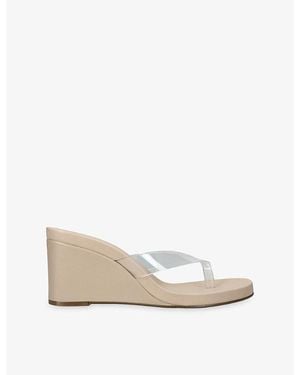 Steve Madden Playing Faux-Leather Wedge Sandals - Natural