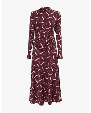 ME+EM Twisted Draped Stretch-Woven Maxi Dress - Red