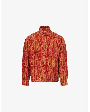 Kartik Research Block Printed Silk Shirt - Red