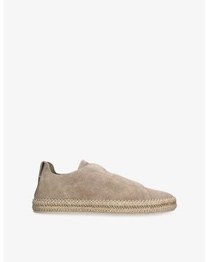 ZEGNA Triple Stitch Suede Espadrilles - Natural