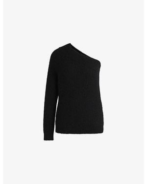 HUGO One-Shoulder Brushed-Texture Stretch-Knit Jumper - Black