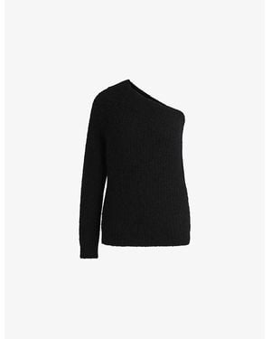 HUGO One-Shoulder Brushed-Texture Stretch-Knit Sweater - Black