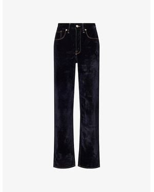 GOOD AMERICAN Good Icon Straight-Leg Velvet Stretch-Cotton Blend Jeans - Blue