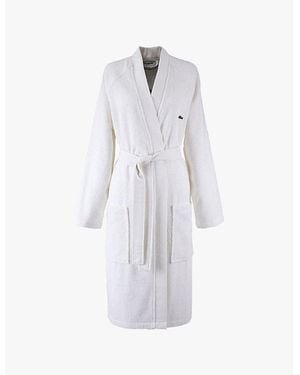 Lacoste L Défilé Logo-Embroidered Cotton Bathrobe - White