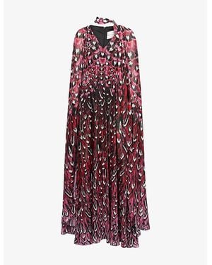 Mary Katrantzou Charlot Feather-Print Chiffon Maxi Dress - Red